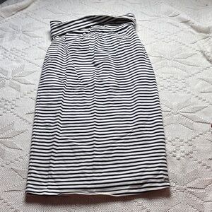 Roxy Cotton Navy Striped Pencil Skirt